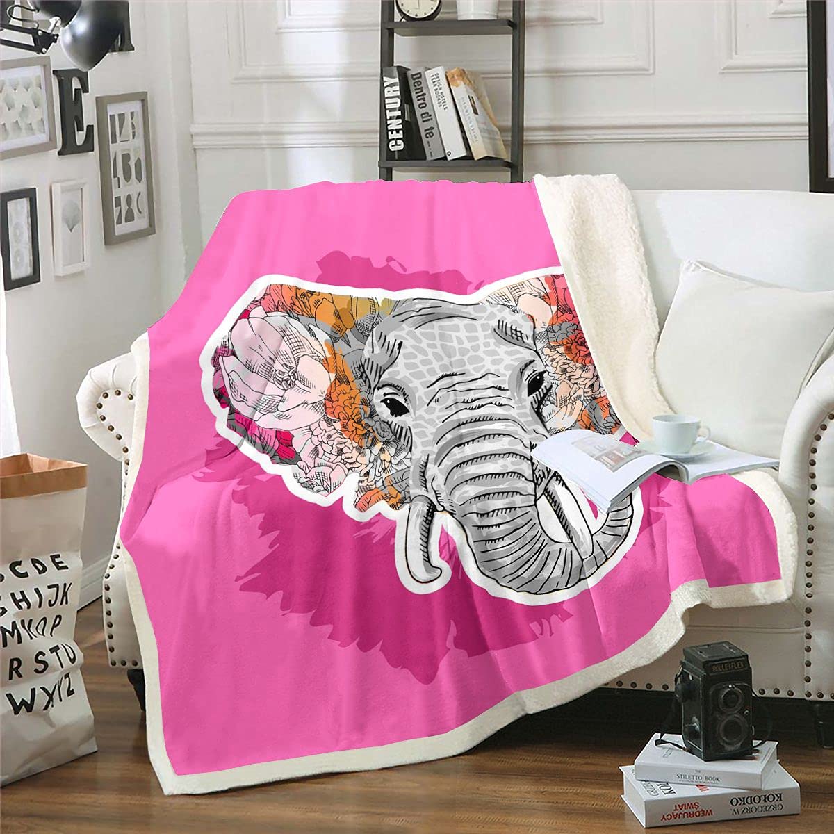 Loussiesd - Coperta in pile con motivo a libellula, per divano letto, ideale per divano, letto, decorazione elegante e luminosa con libellula, ultra morbida coperta sfocata, 127 x 152,4 cm