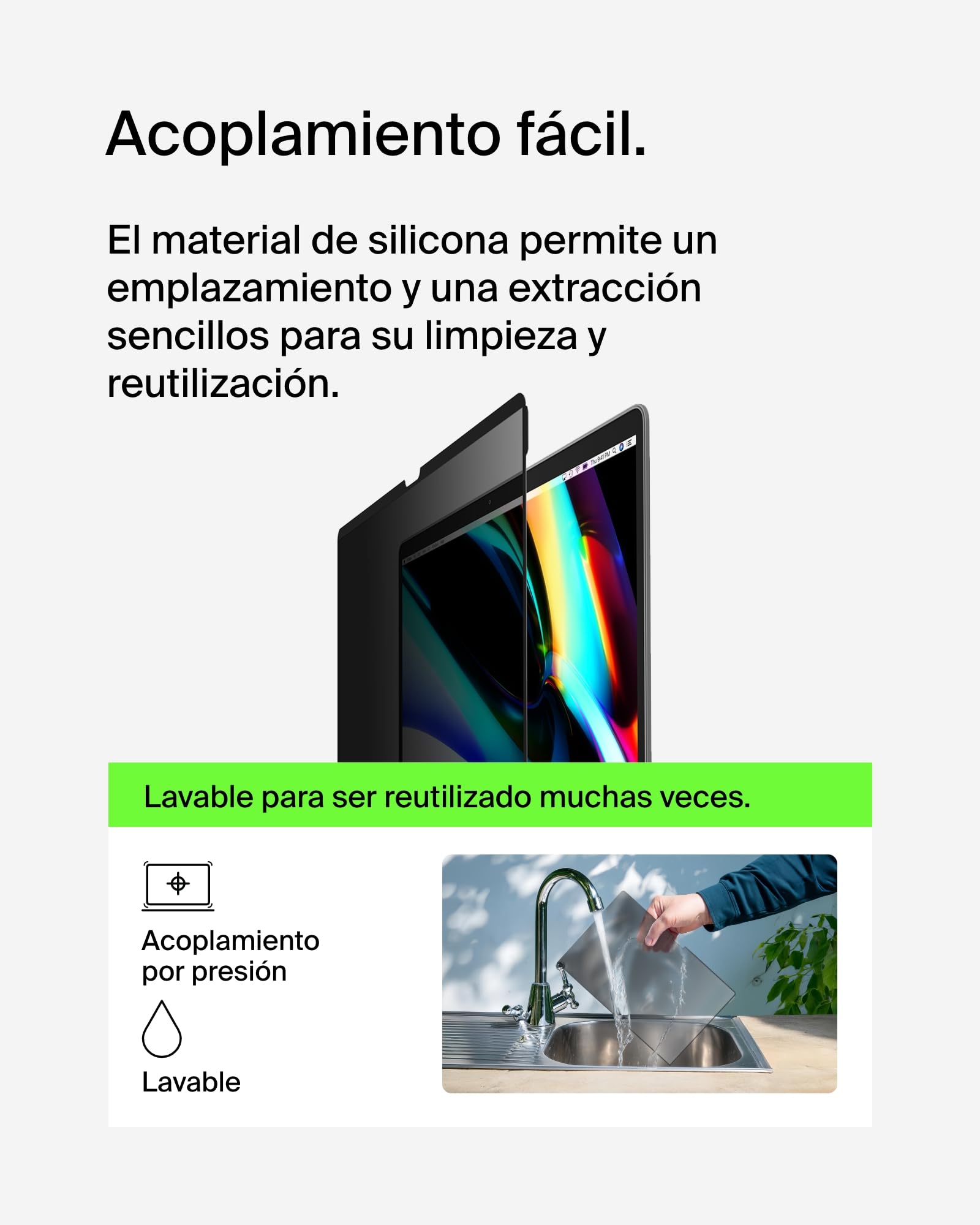 Belkin ScreenForce TruePrivacy protector de pantalla para MacBook Air 13 M2, película antirreflejo, grado 2H de dureza, filtro de privacidad, adhesivo de silicio para instalación y extracción fáciles