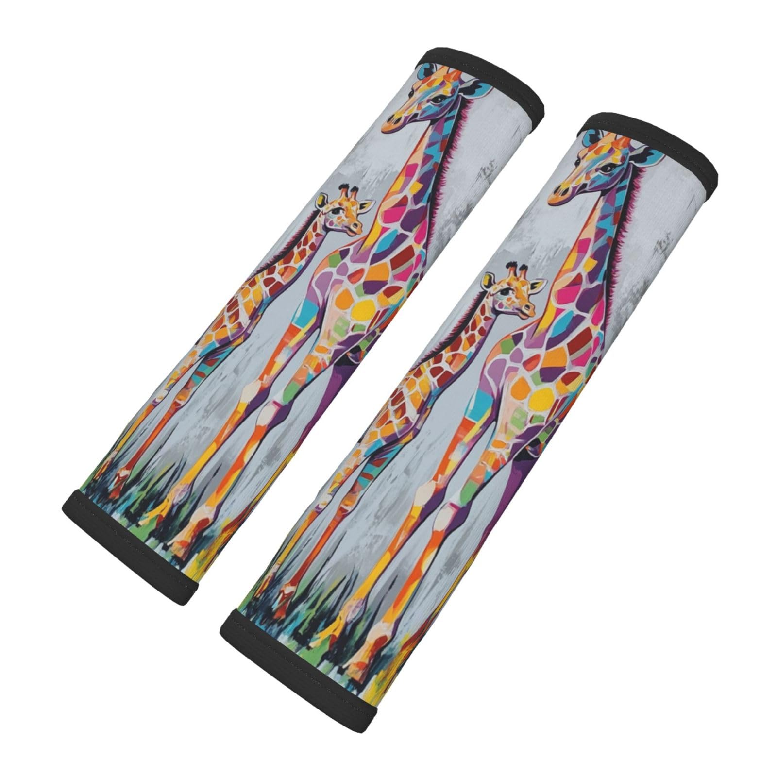 Colorful Giraffe Graffiti Street Art Car Seat Belt Cover 2 Pack Seatbelt Strap Shoulder Pad Protector Universal Comfort for Car