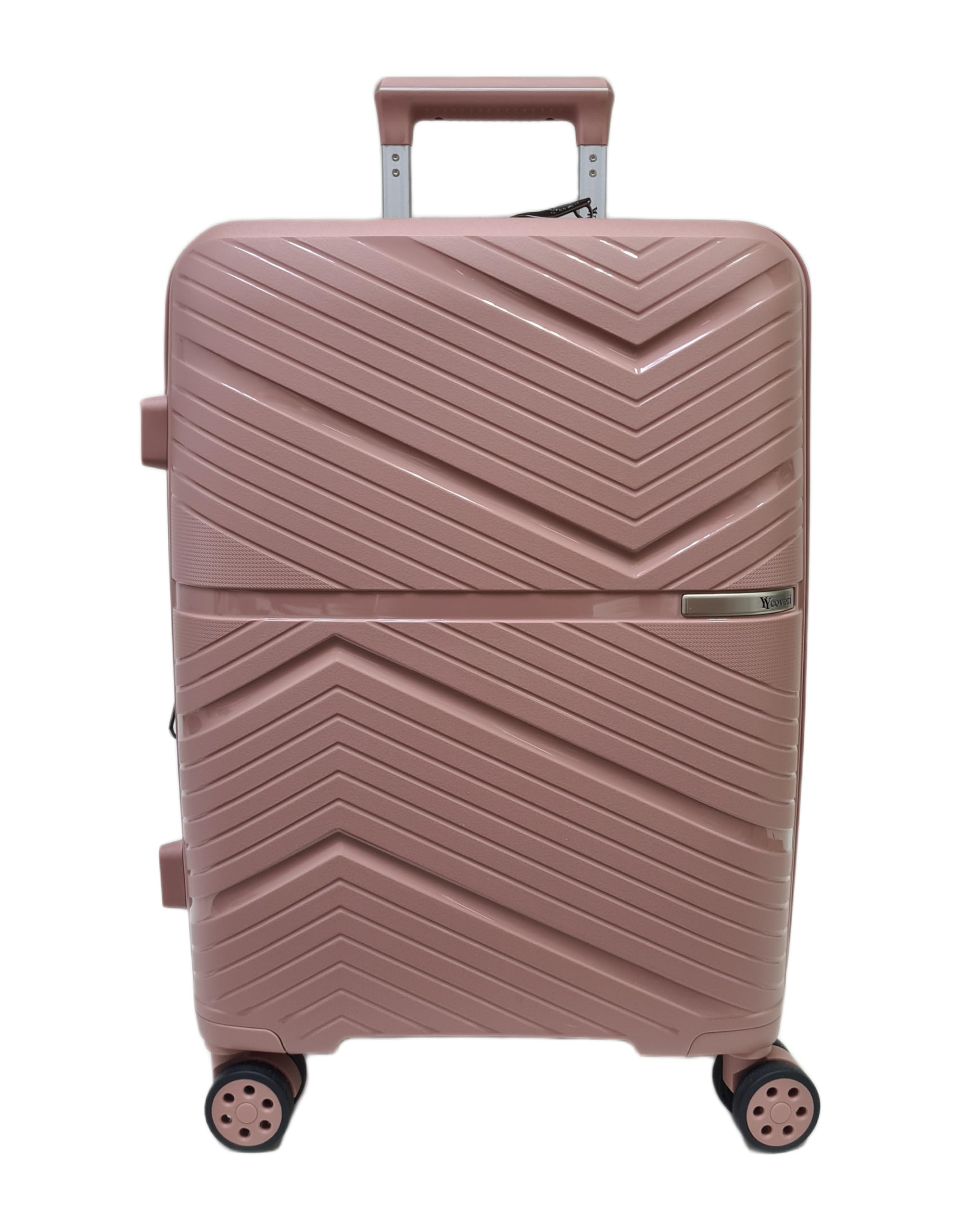 COVERI COLLECTION Trolley Rigido Bagaglio a Mano Espandibile 55x40x20 cm, 4 Rotelle Girevoli 360°, Approvato Compagnie Aeree Low Cost, Scocca ABS Resistente, 27L, Rosa