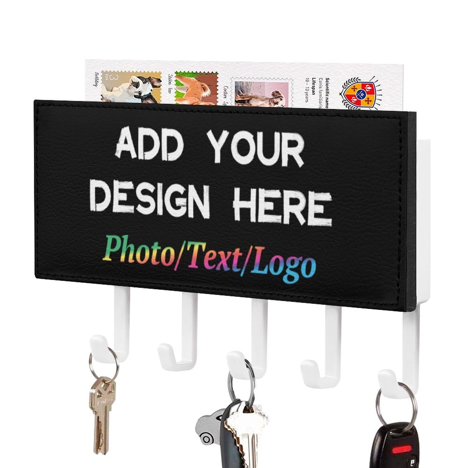 VPALSIEF Custom Key Holder for Wall, Add Your Own Photo Text Logo, Personalized Wall Mounted Key Hook for Kitchen, Entryway, Hallway, Doorway, Decor,