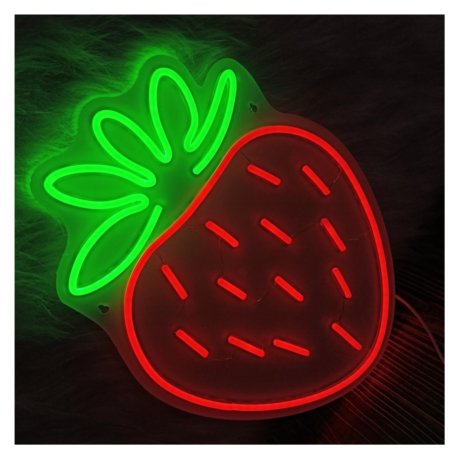SHOUXI Sign Lamp Strawberry Neon Sign,Strawberry Light Up,Fruit Neon Light,Strawberry Wall Art, Fruit Decor 43x33cm(A)