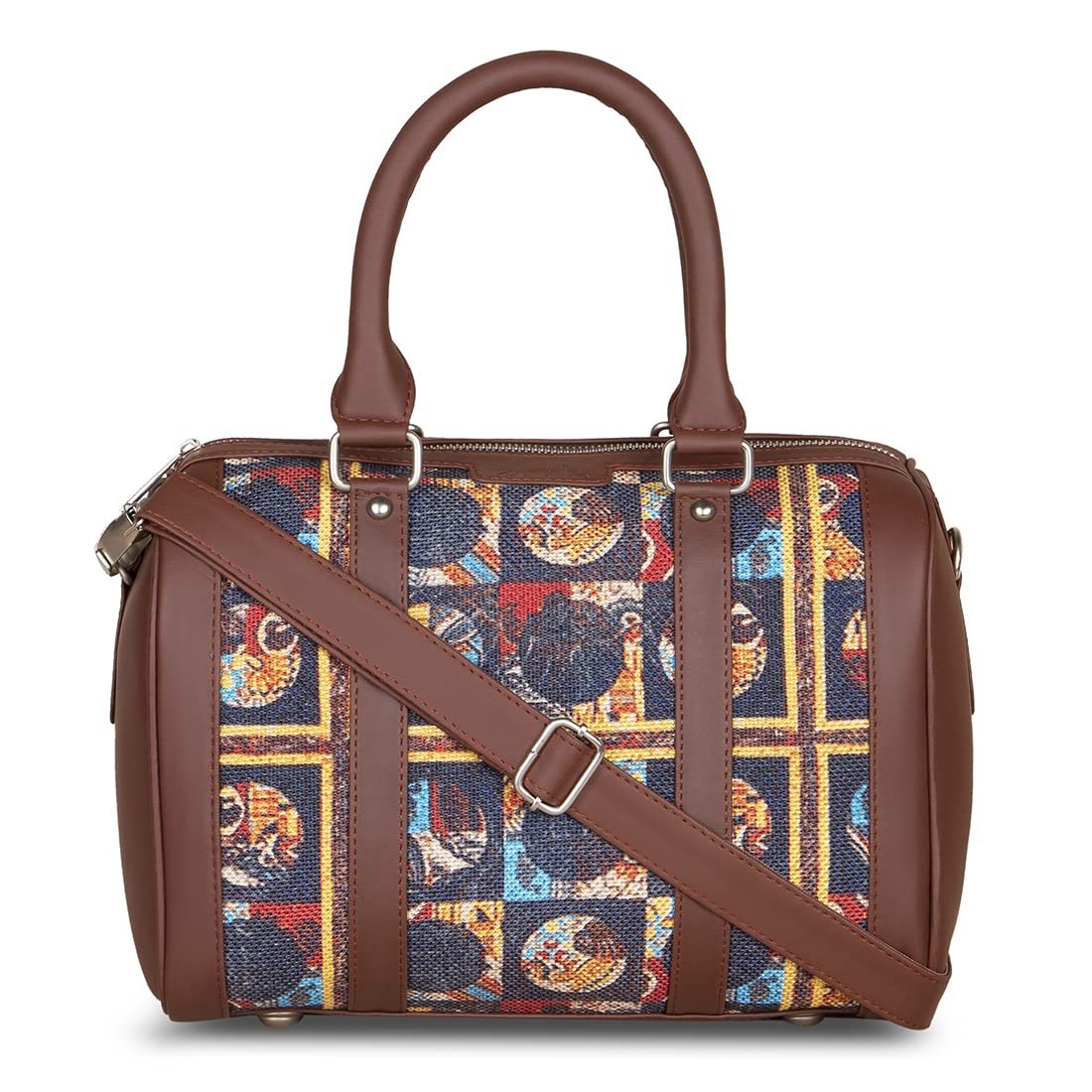 ZOUK MultiColoured Abstract Printed Vegan Leather Handmade Womens Handbags with double handles and detachable Sling Strap - African Art (B07LB6WSGG) Amazon Price History, Amazon Price Tracker