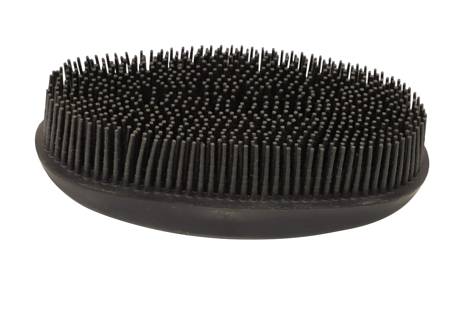 Oval Face Grooming & Bathing Curry Brush for Horses, Dogs, Cats, & Other Pets - Very Soft Bristles (Black)