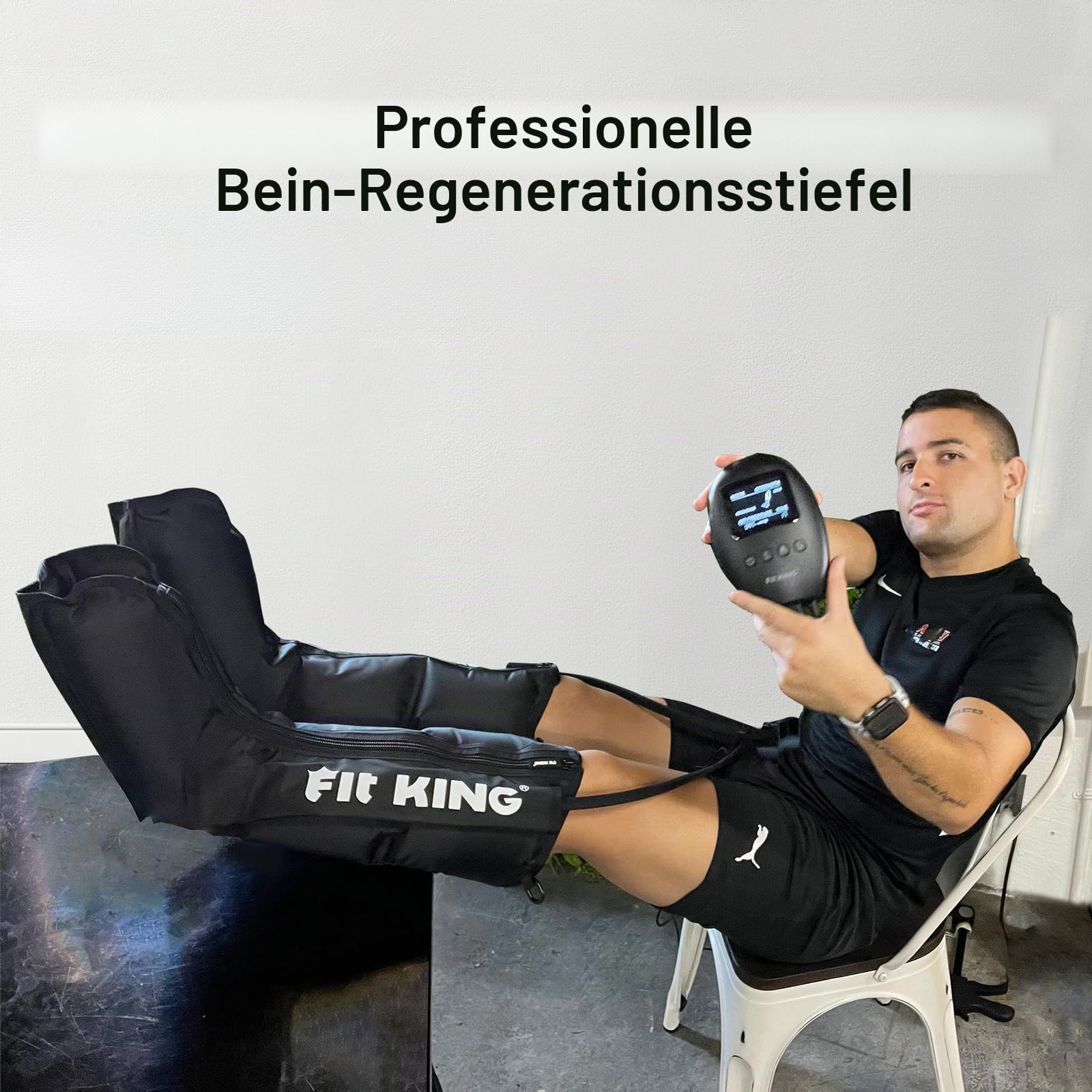 FIT KING Beinmassagegerät, Kompressions Massagegerät für Beine & Füße Lymphdrainage gegen Schwellungen, Krämpfe und zur Förderung der Durchblutung