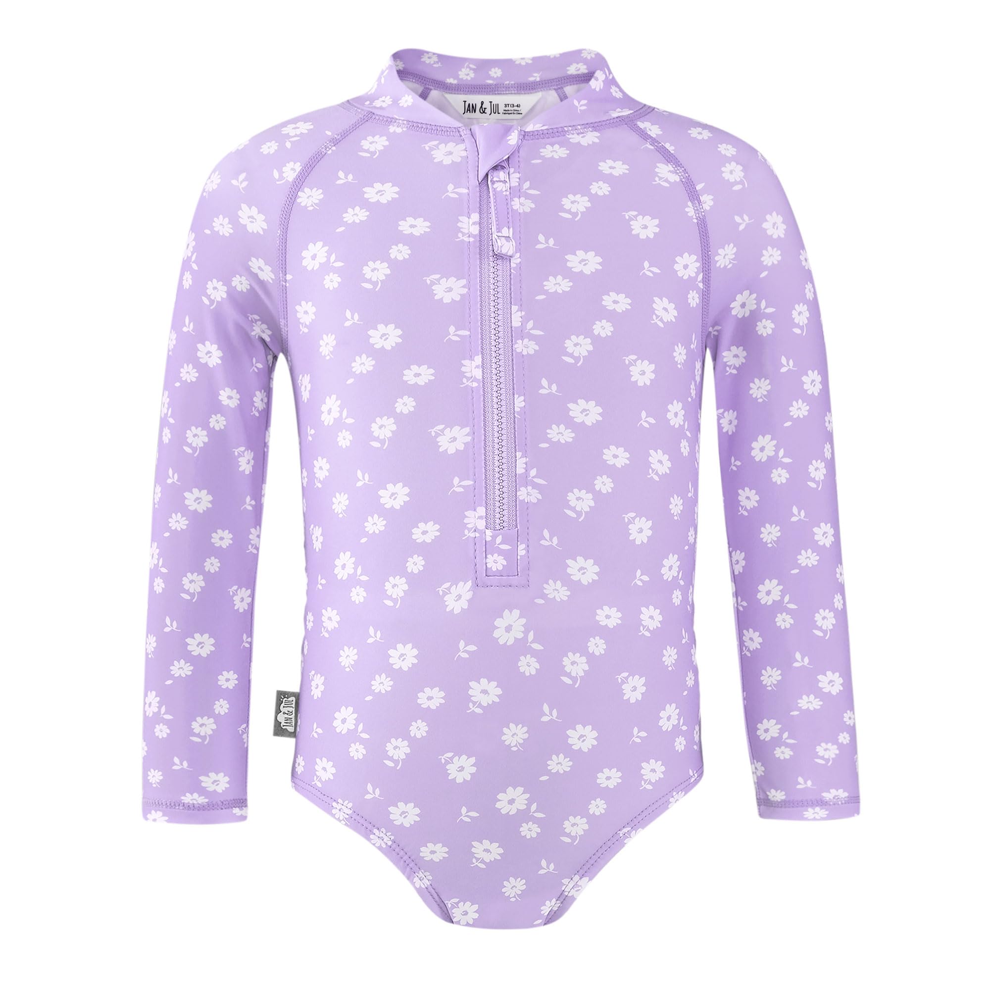 JAN & JUL One Piece Toddler Girls' Swimsuit, 50+ UPF Bathing Suit for Swimming (Purple Daisy, Size 3T)