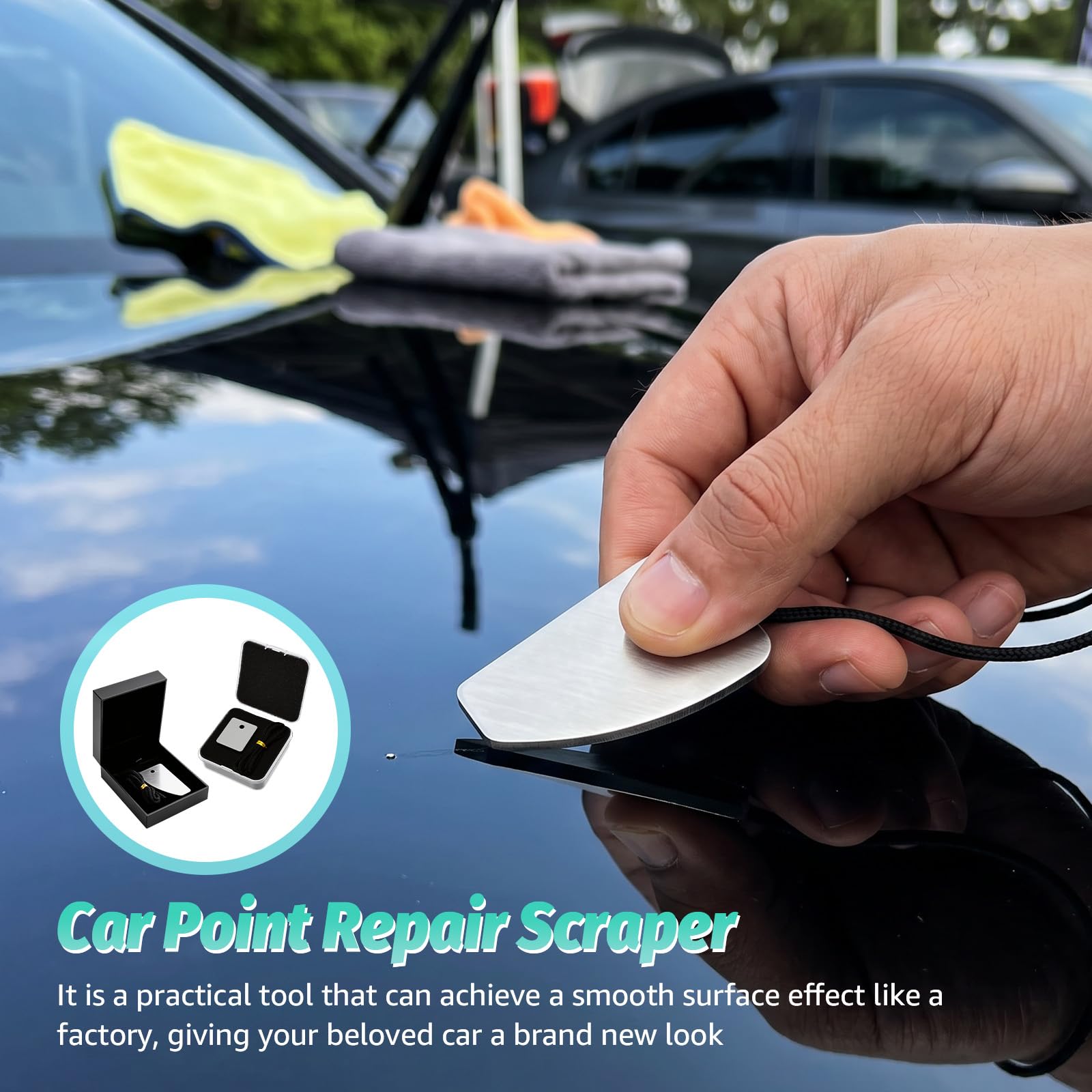 Juego de eliminador de nariz de pintura, raspador de pintura de coche con aleación de tungsteno y acero de titanio, eliminador de defectos de pintura para inclusiones de polvo, corredores, puntos de