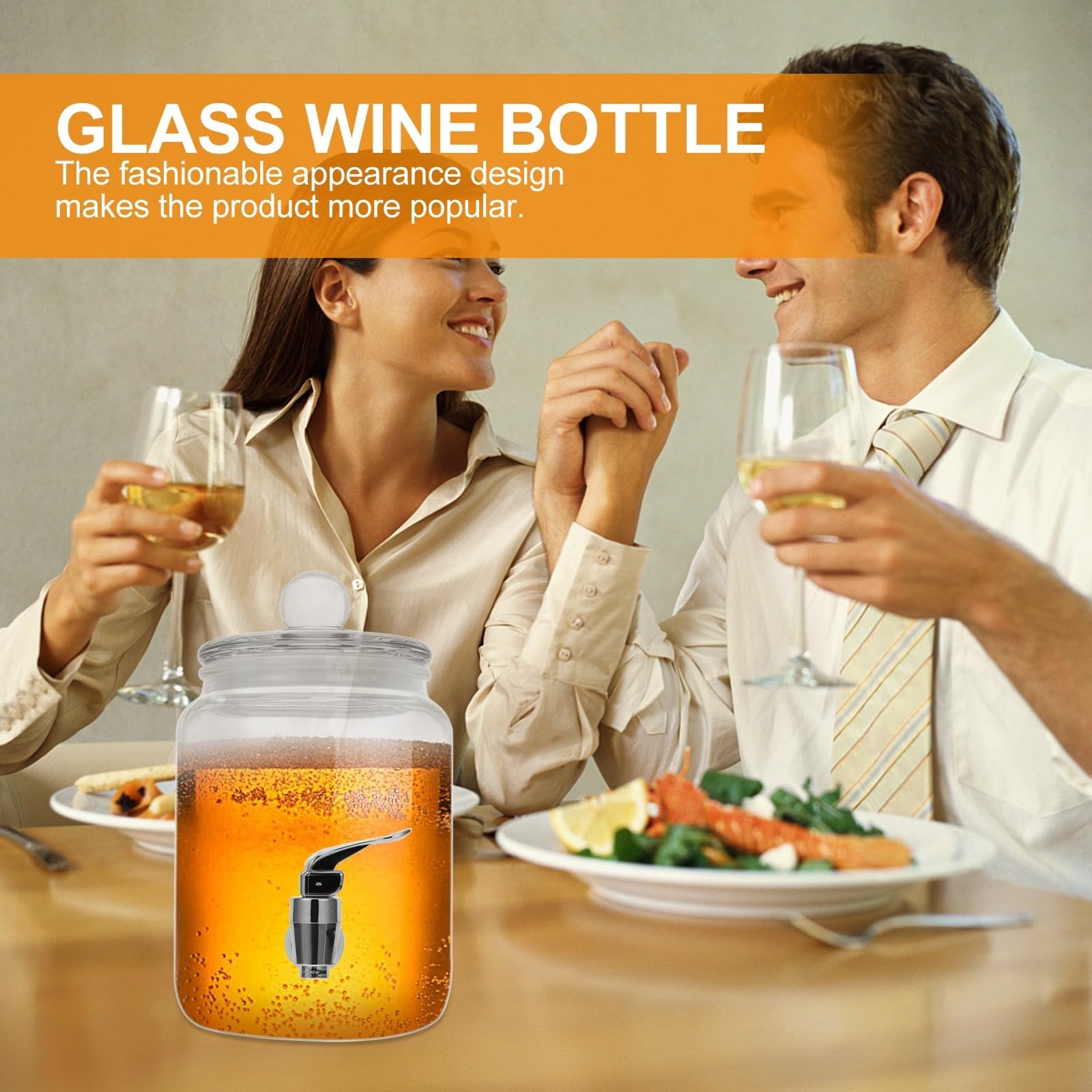 SHINEOFI Dispensador de Bebidas Frías de Vidrio Grifo para Fiestas y Bodas, Diseño Clásico y Funcional para Almacenar y Servir Vodka y Ron