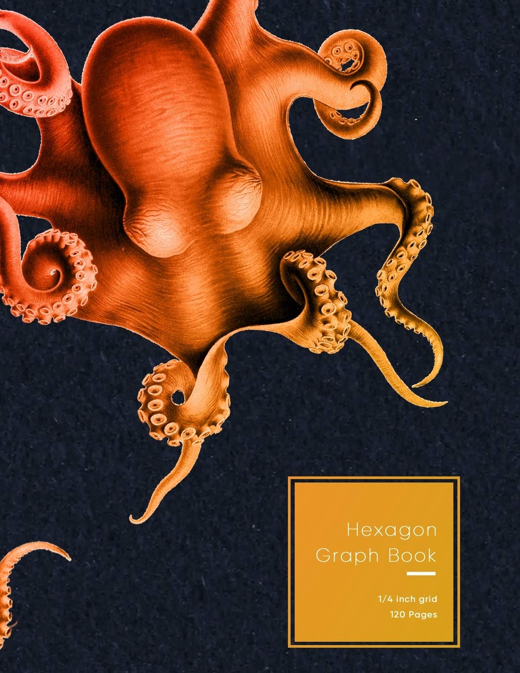 Hexagon Graph Book: Red and orange octopus | 1/4 inch standard size Hexagonal Graph / grid Paper Composition notebook for Organic Chemistry and Biochemistry note taking