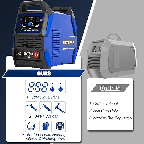 Miniatura 24 de BILT HARD Soldador MIG de aluminio multiproceso 200A 6 en 1, 110V/220V MIG/núcleo de flujo MIG/elevación TIG/palo/soldadura por puntos/pistola