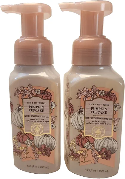 Bath and Body Works 2 Pack Pumpkin Cupcakes Gentle Foaming Hand Soap. 8 Oz