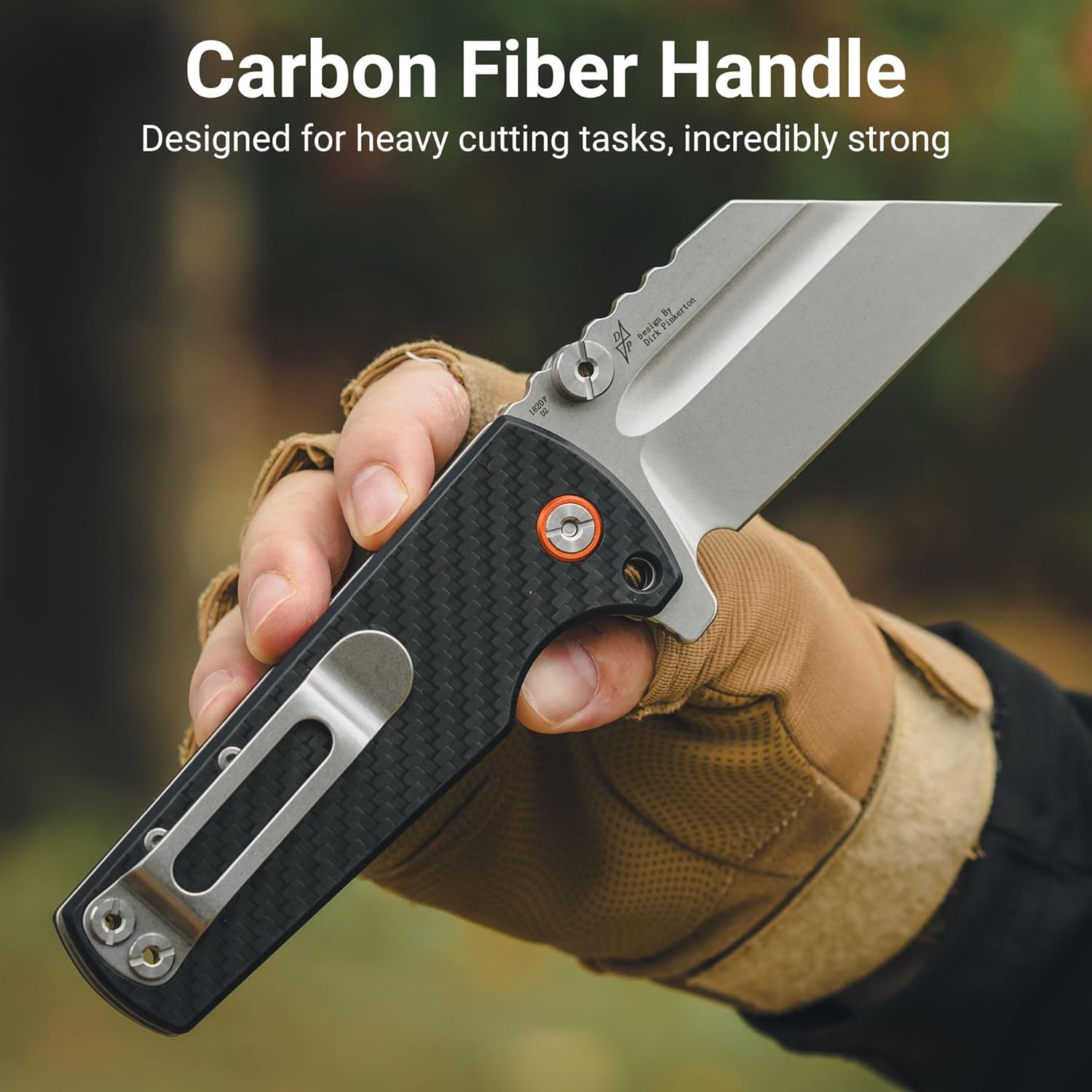 ARTISANCUTLERY Tactical Knife Proponent Folding Knife D2 Steel Blade with Carbon Fiber Handle Fixed Blade EDC Knife for Hunting,Camping and Outdoor 1820P