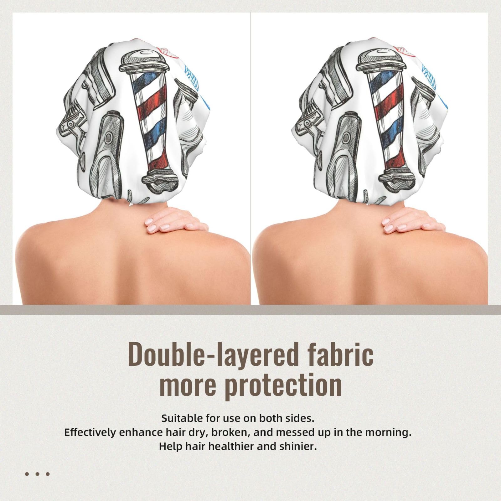 Double Layer Reversible Hair Wrap Satin Sleep Barber Shop Monochrome Style Cap Bonnet for Braid Curly Hair Satin Bonnet Black