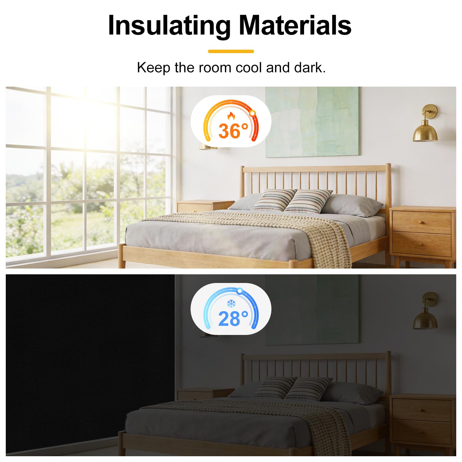 Edonkvi Tenda Oscurante Finestra,Tenda Lucernario Termiche,Telo Oscurante per Interni Senza Fori,Tendina Oscuranti Finestra Materiale di Lino,Tessuto Scuri per Finestre Interno,100% Blackout Curtains