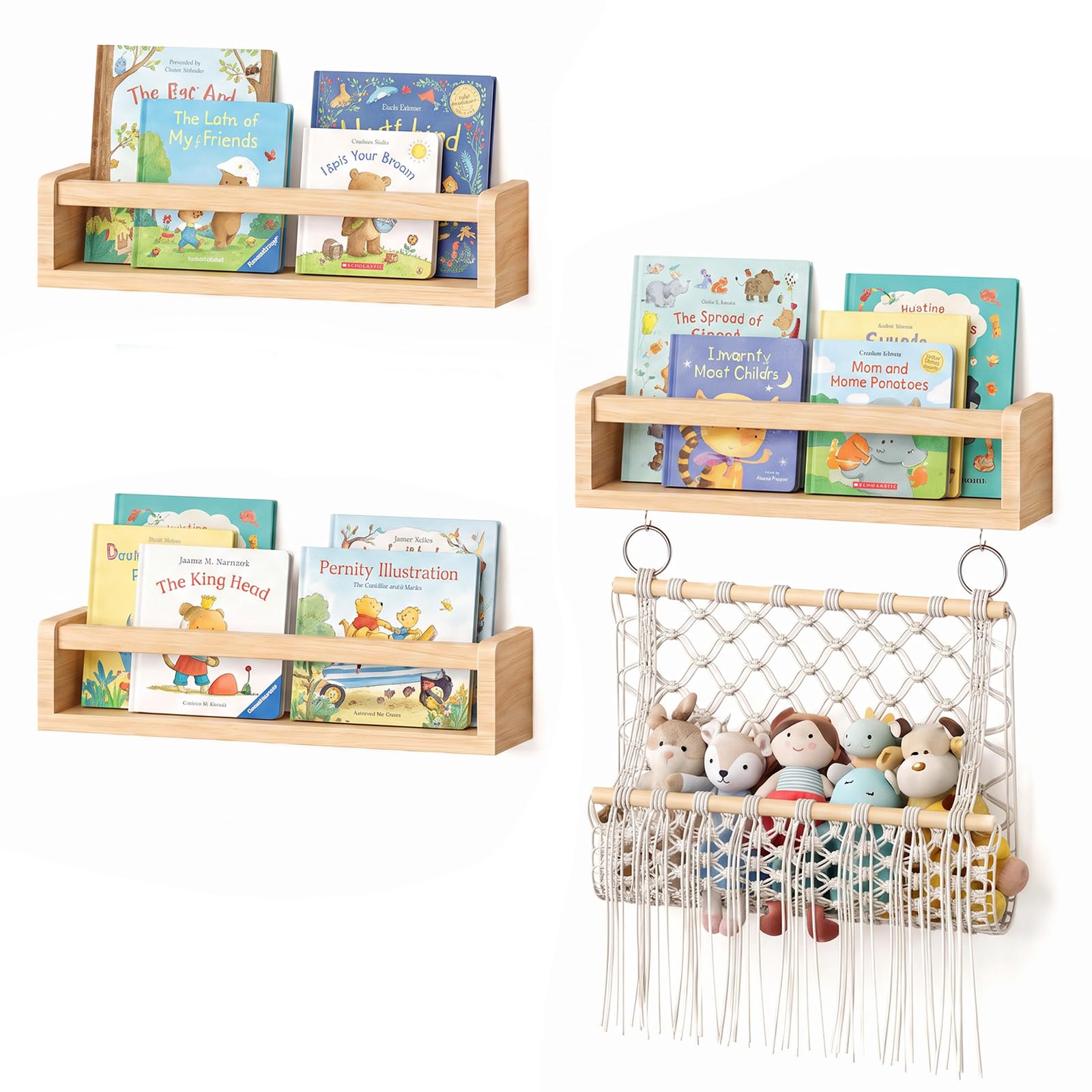 Nursery Shelves Kids Bookshelf - 40cm Floating Book Shelf with Doll Storage — image 1