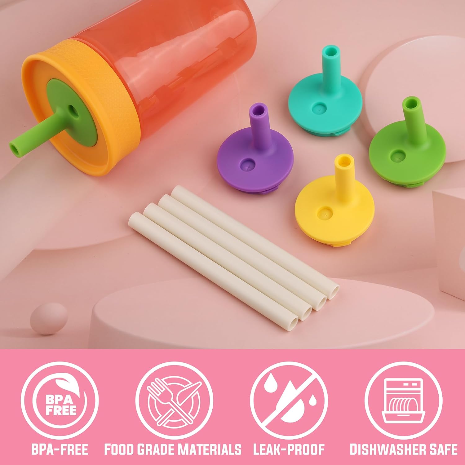 Replacement Silicone Bite Valve&Straws Parts for Owala Kids tumbler 12oz