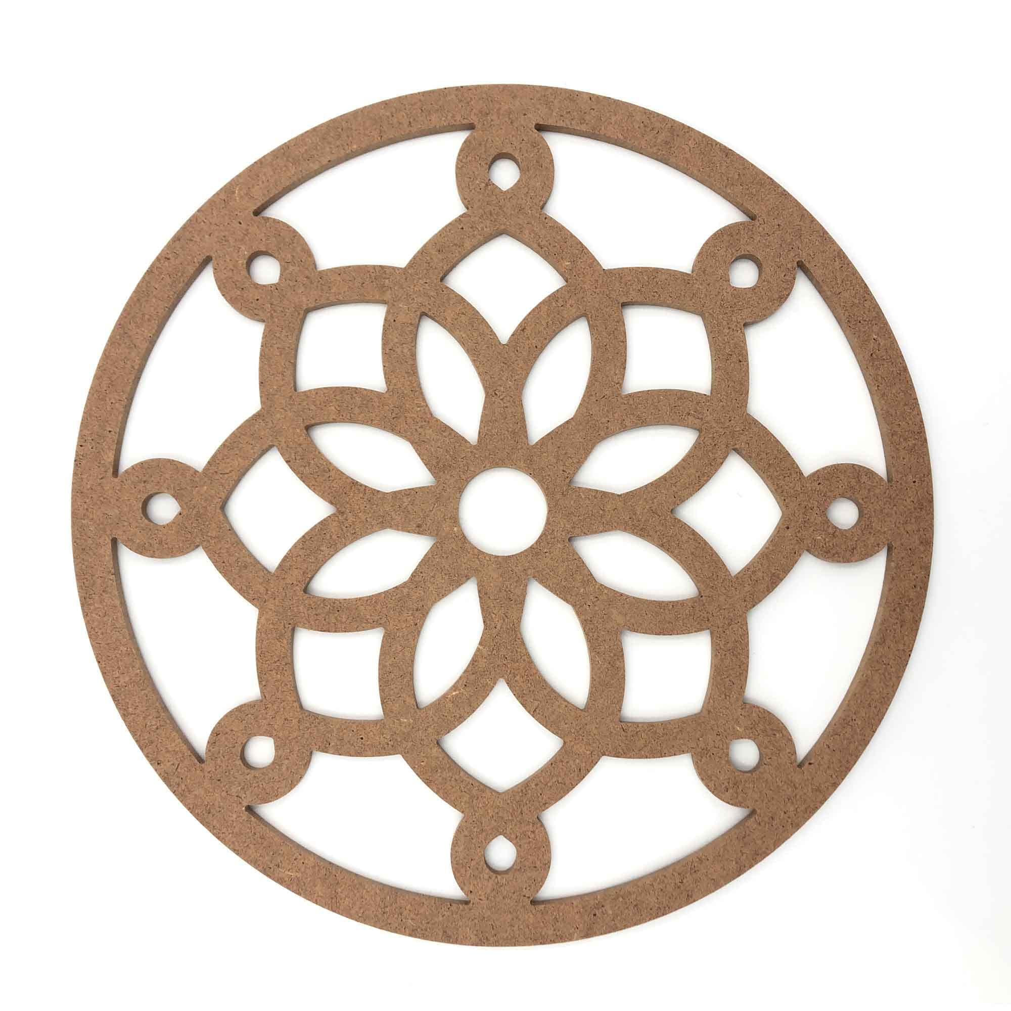 marstanal Bohemian Style Hoop Cut Raw MDF, Boho Wall Hanging, Flower of Life Pattern,Geometric Wood Wall Art, Sacred Geometry Wall Art,Geometry Art Hanging,Flower of life Wall Hanging Wood