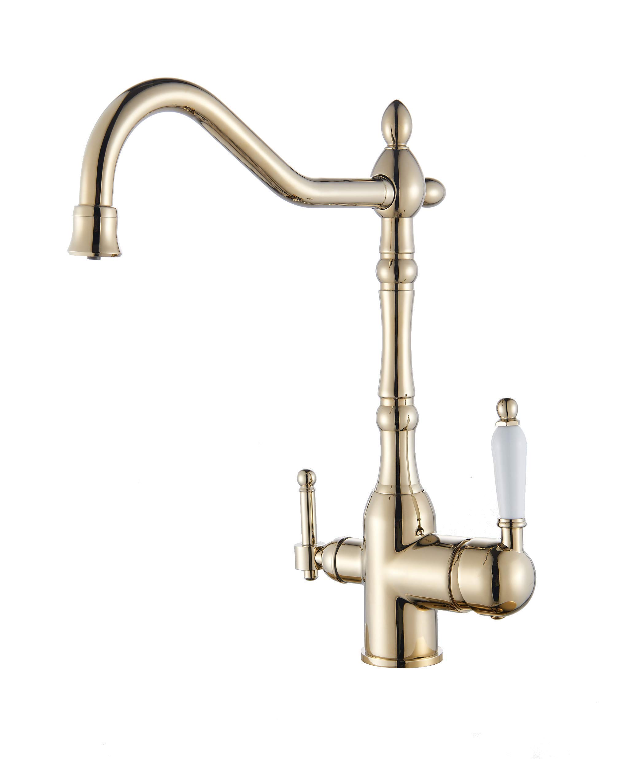 Grifos de Cocina Grifo con Filtro de Agua de 3 vías, Doble manija de latón Antiguo Macizo, Grifo ClassiKitchen, caño Giratorio de 360 ​​Grados, para Cocina Familiar, (Antiguo)