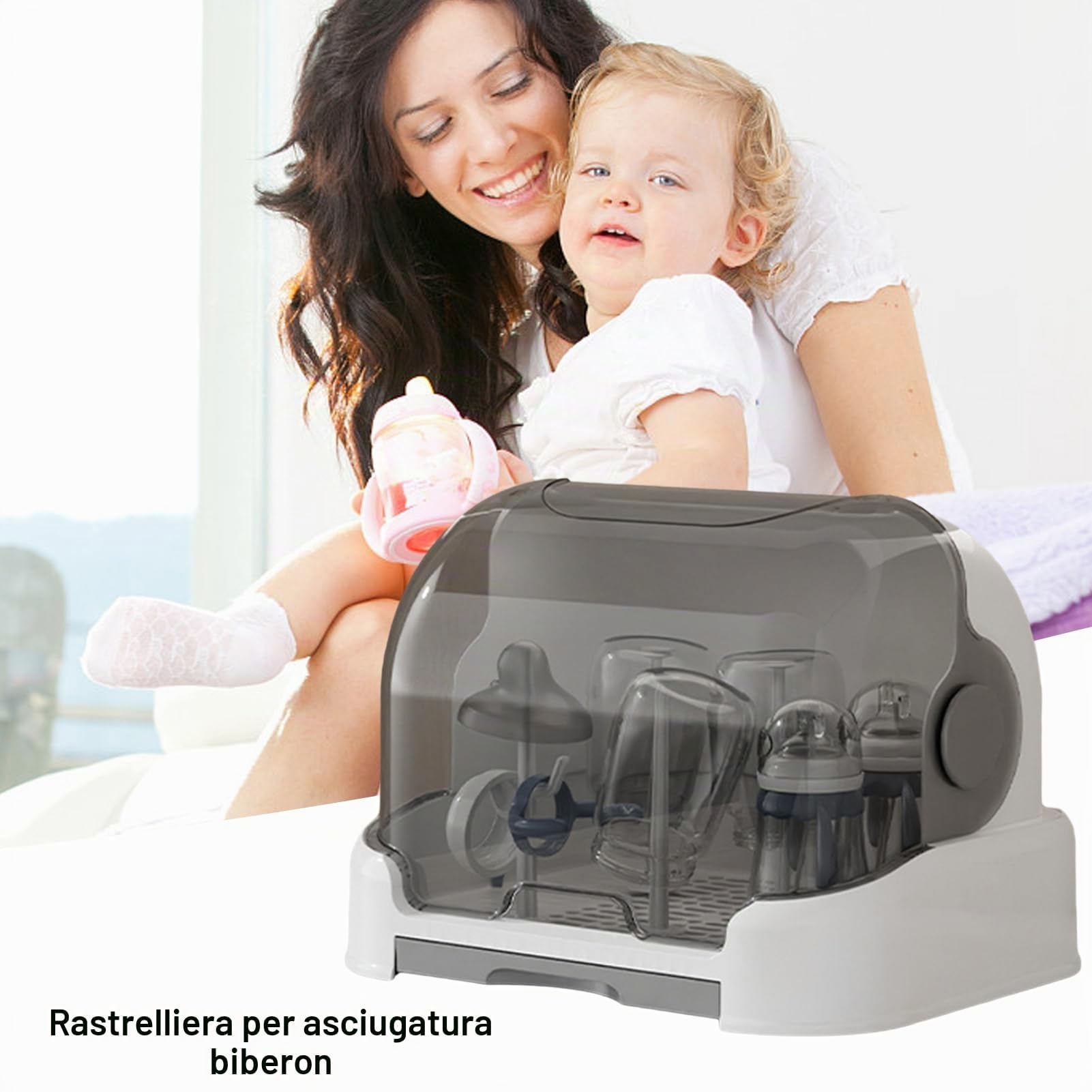 Lambo Porta asciuga biberon salvaspazio, stendi biberon per - Portabottiglie portatile con coperchio,Scatola portabottiglie per bambini con protezione durevole e buona tenuta