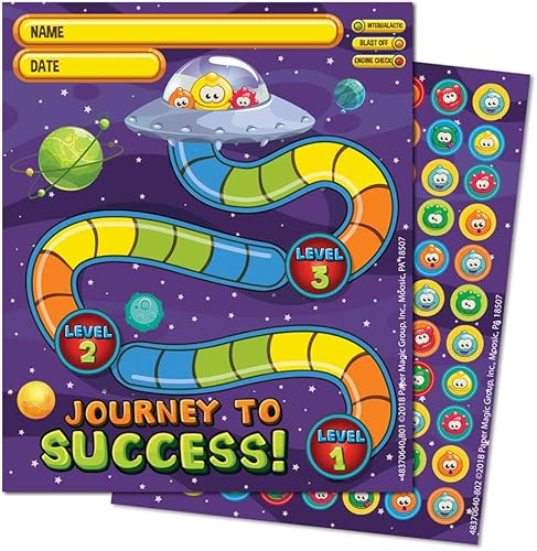 Eureka Tabla de recompensas de calcomanías pequeñas con temática espacial para niños, 736 piezas, 5 x 6 pulgadas