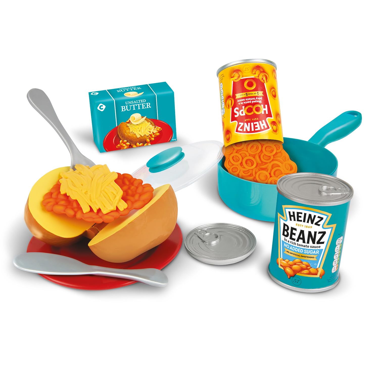 Casdon Heinz Beanz & Hoops Make & Play Set | Assorted Toy Set For Children Aged 2+ | Includes Make-Believe Heinz Tins, Saucepan, Plate, And Cutlery  Just Like The Real Thing!