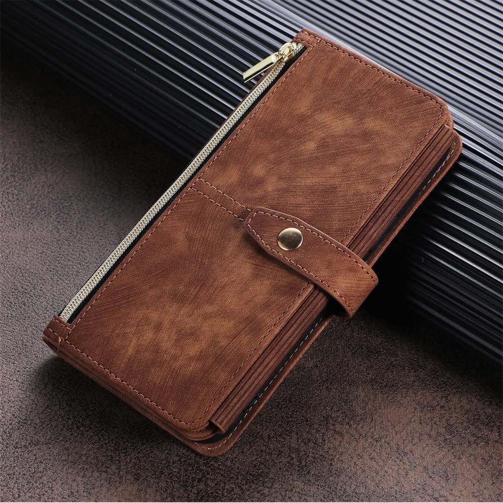 Étui Portefeuille en Cuir pour iPhone 13 12 Mini 11 Pro XS Max XR X 8 7 6 6s Plus SE 2020 Fente pour Carte Housse Antichoc magnétique, Marron, pour iPhone 12 Pro 6,1 Pouces