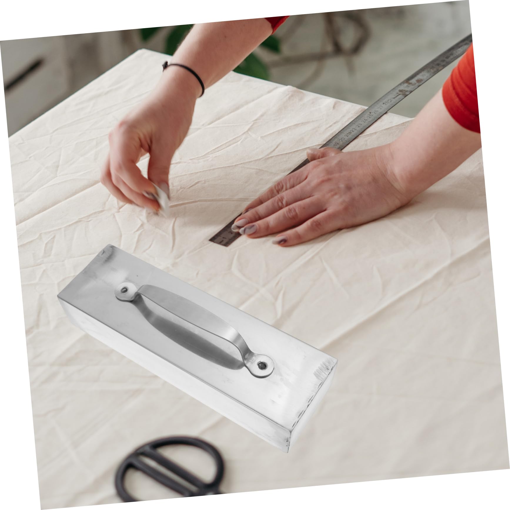 Herramienta de Costura para Fijar Tela Bloque de Acero Inoxidable, Bordes Redondeados, Fácil Limpieza para Corte y DIY