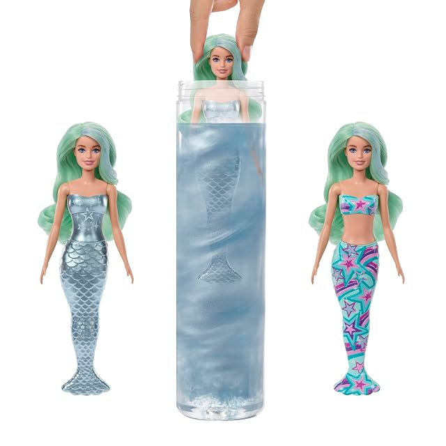 Foto 3 de 6 de Barbie Muñeca de sirena de revelación de color de The Bottom of The Sea Surprise para niñas a partir de 3 años