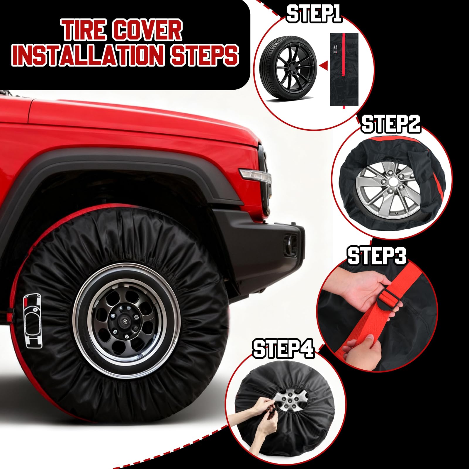 Set di 4 Borse per Pneumatici Auto Impermeabili Antipolvere 13-18'' Copriruota con Manico
