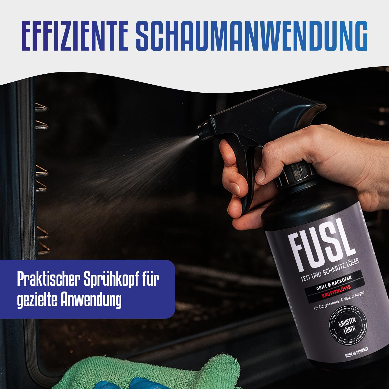 Grillreiniger-Set – Fettlöser & Krustenlöser je 500 ml mit Überkopf-Sprühfunktion – Für empfindliche Oberflächen & Eingebranntes – Spezialreiniger-Set für den Grill