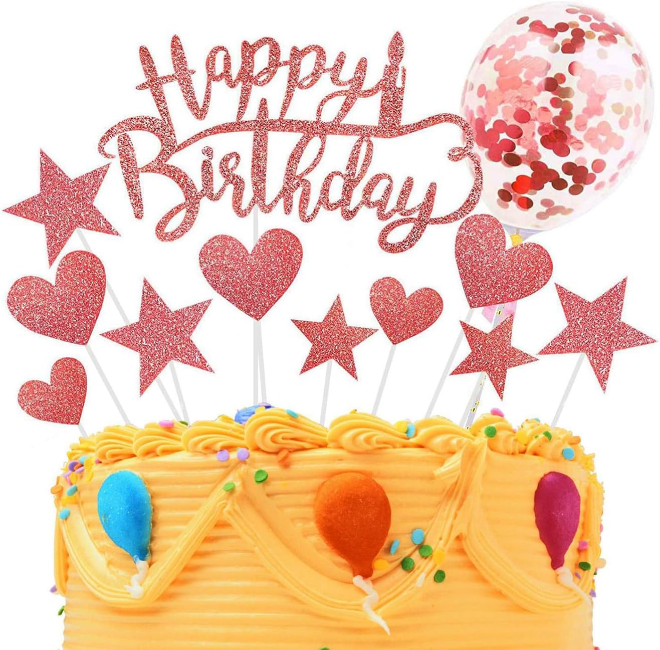 24 Happy Birthday Cupcake Topper Gold Glitter - Dekoration Für Geburtstag, Babyparty & Feiern