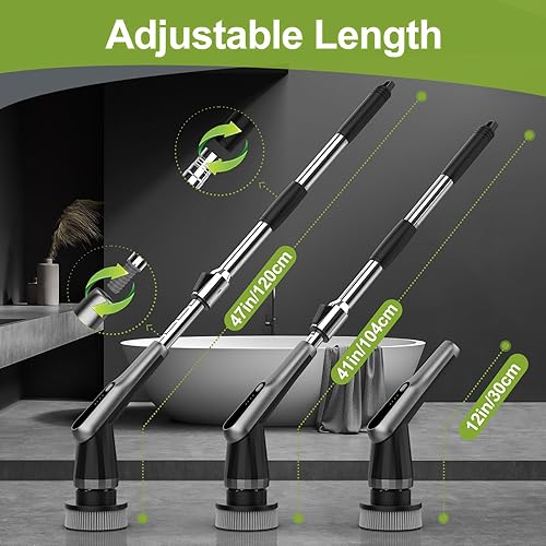 Miniatura 2 de WKY - Limpiador eléctrico giratorio - Limpiador de ducha impermeable IPX7 10 en 1, mango retráctil y 2 velocidades para inodoro, baño, bañera,