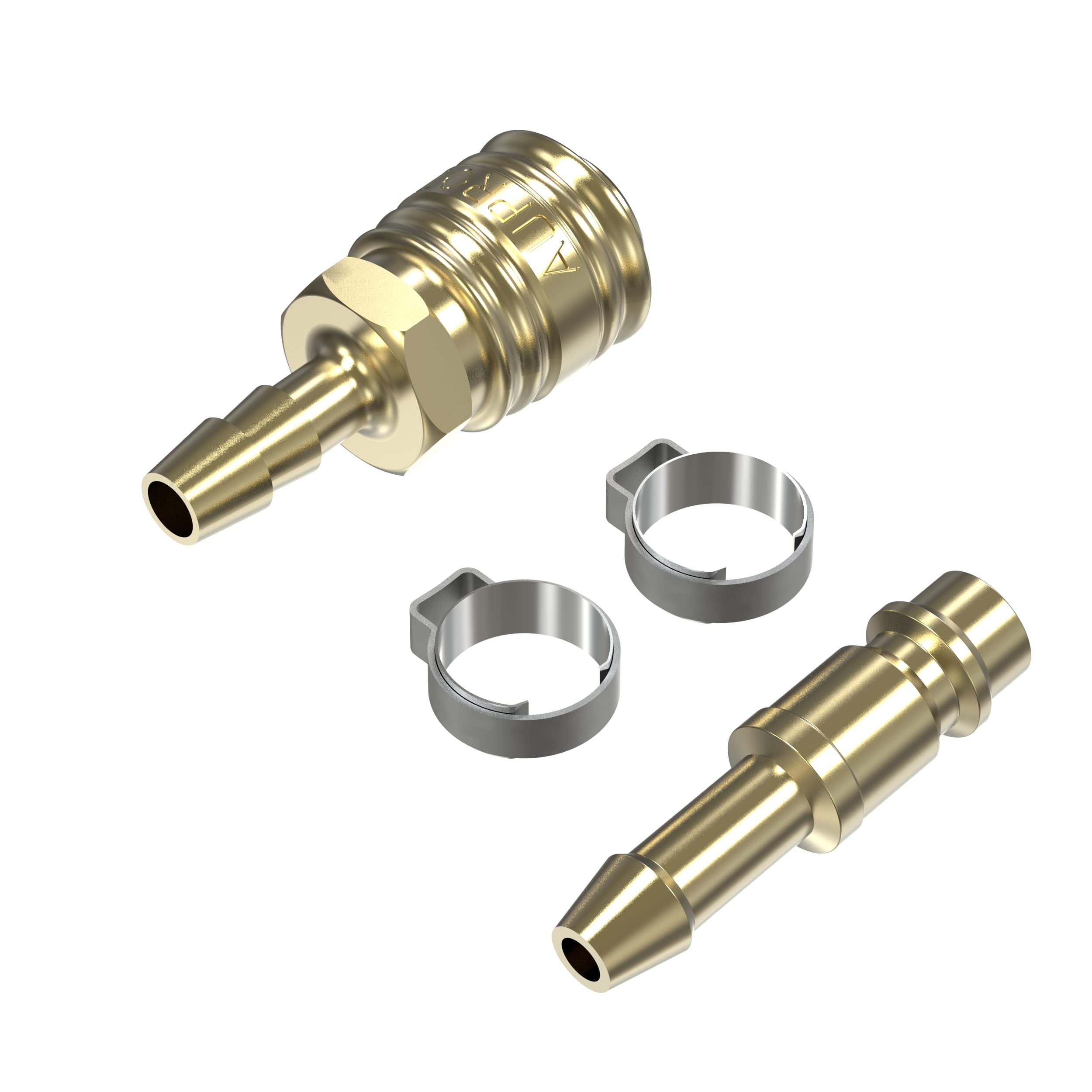 AUPROTEC set de acoplamiento de aire comprimido con acoplamiento de latón, espiga de 8mm y abrazaderas