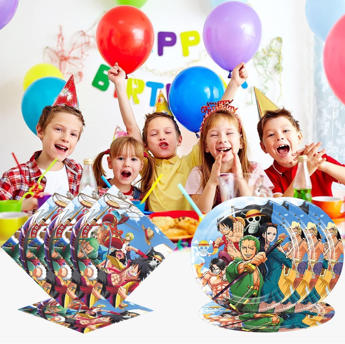 Set di Stoviglie per Festa di Compleanno - Accessori per 10 Ospiti - Piatti di Carta, Tovaglioli e Decorazioni per Bambini