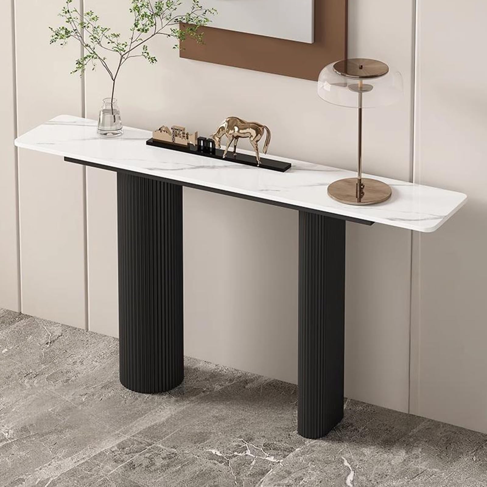Consola moderna estrecha y mesa auxiliar compacta negra de 100 cm 1