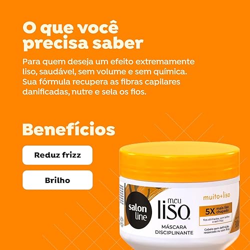 Miniatura 2 de Salon Line Linha Tratamento (Meu Liso) Mascara de Hidratacao (Sem Quimica! Nadinha!) #Muito+Liso Amido de Milho Capilar 300 Gr - (No Química Máscara