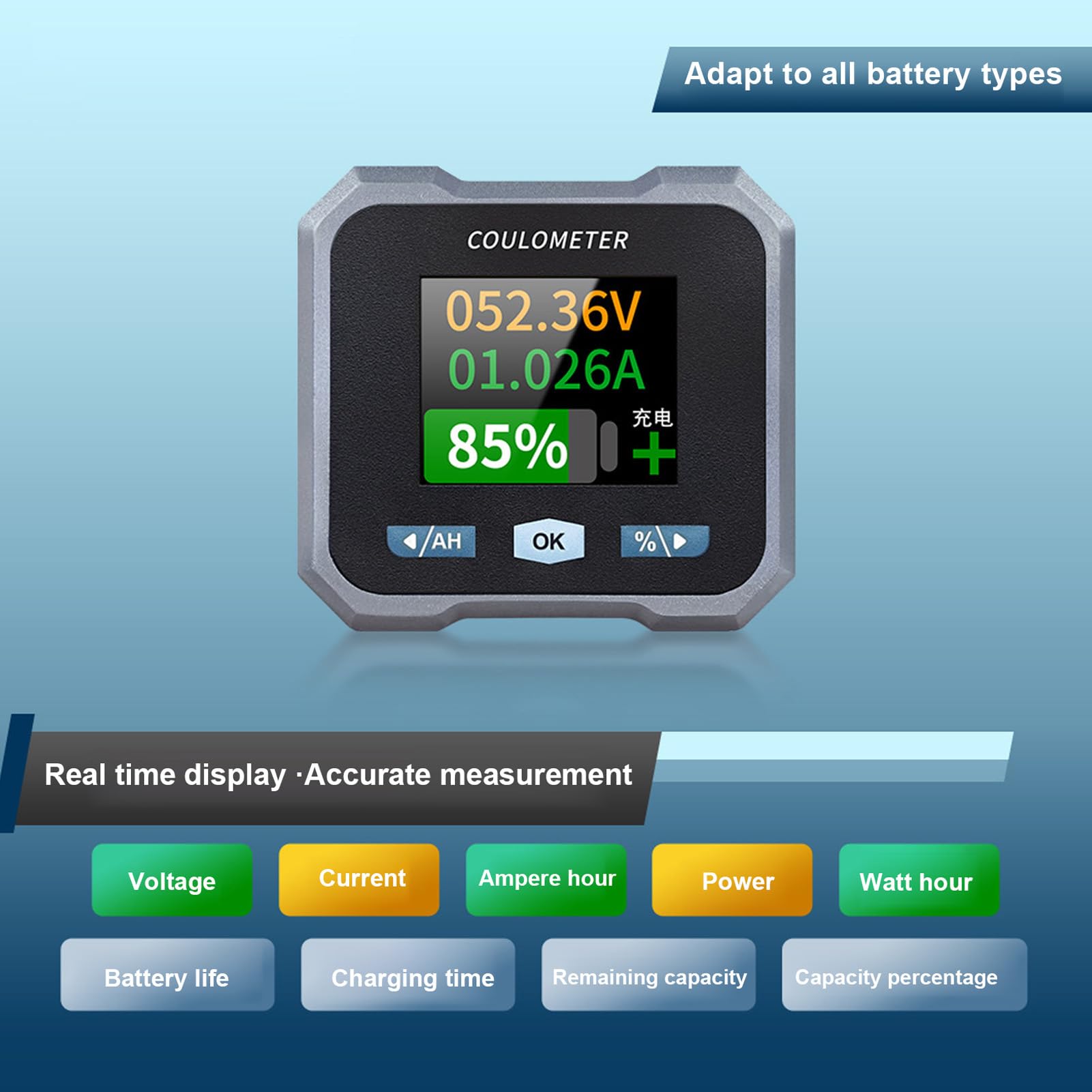 Generic Wodoodporny Miernik Stanu Akumulatora 400A 10-100V z Bluetooth do Motocykli Elektrycznych Skuterów