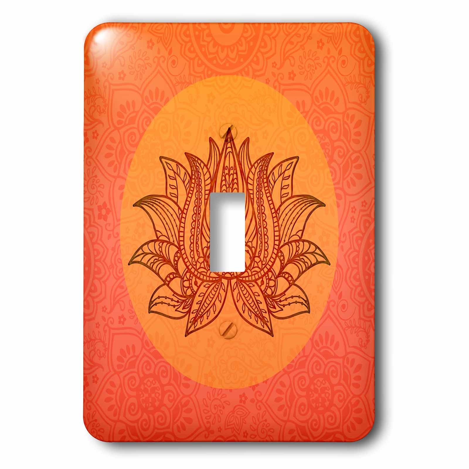 Interruptor de flor de loto naranja 3dRose lsp_268517_1 de palanca para pared
