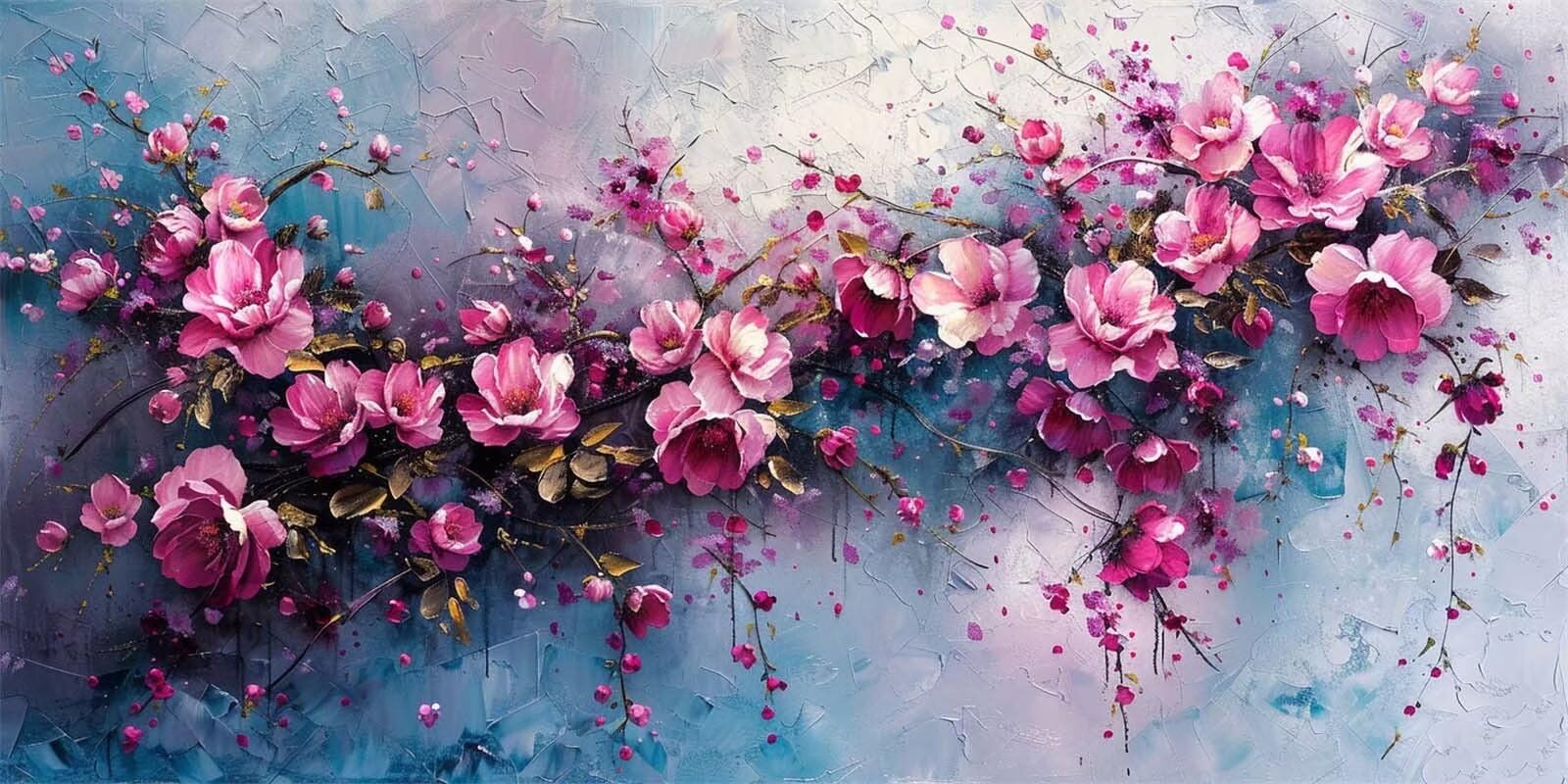 Anlage Malen Nach Zahlen Erwachsene Groß 60x120cm, Malen Nach Zahlen Blume Paint by Numbers, DIY Bastelset Erwachsene, mit 3-Pinseln und Acrylfarbe, für Zimmer Deko, Frauen Geschenk (Rahmenlos) Ly-216