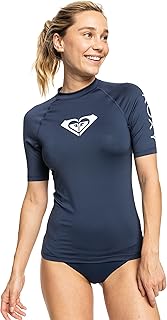 Roxy Women's Standard Whole Hearted Short Sleeve Rashguard, Mood Indigo 22, X-Large