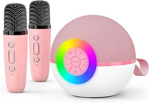goopow Mini máquina de karaoke con altavoz para niños y adultos, micrófono Bluetooth portátil con juguetes de canciones y luz LED, el mejor regalo