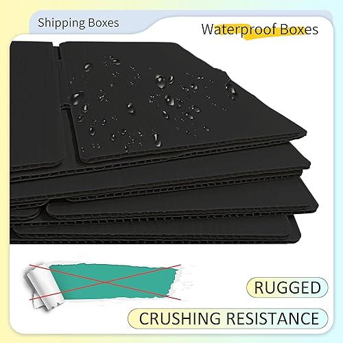 Miniatura 3 de Ahasolid Cajas de envío de 4 x 4 x 4, paquete de 30 cajas de envío pequeñas para pequeñas empresas, cajas de cartón negro de plástico impermeables