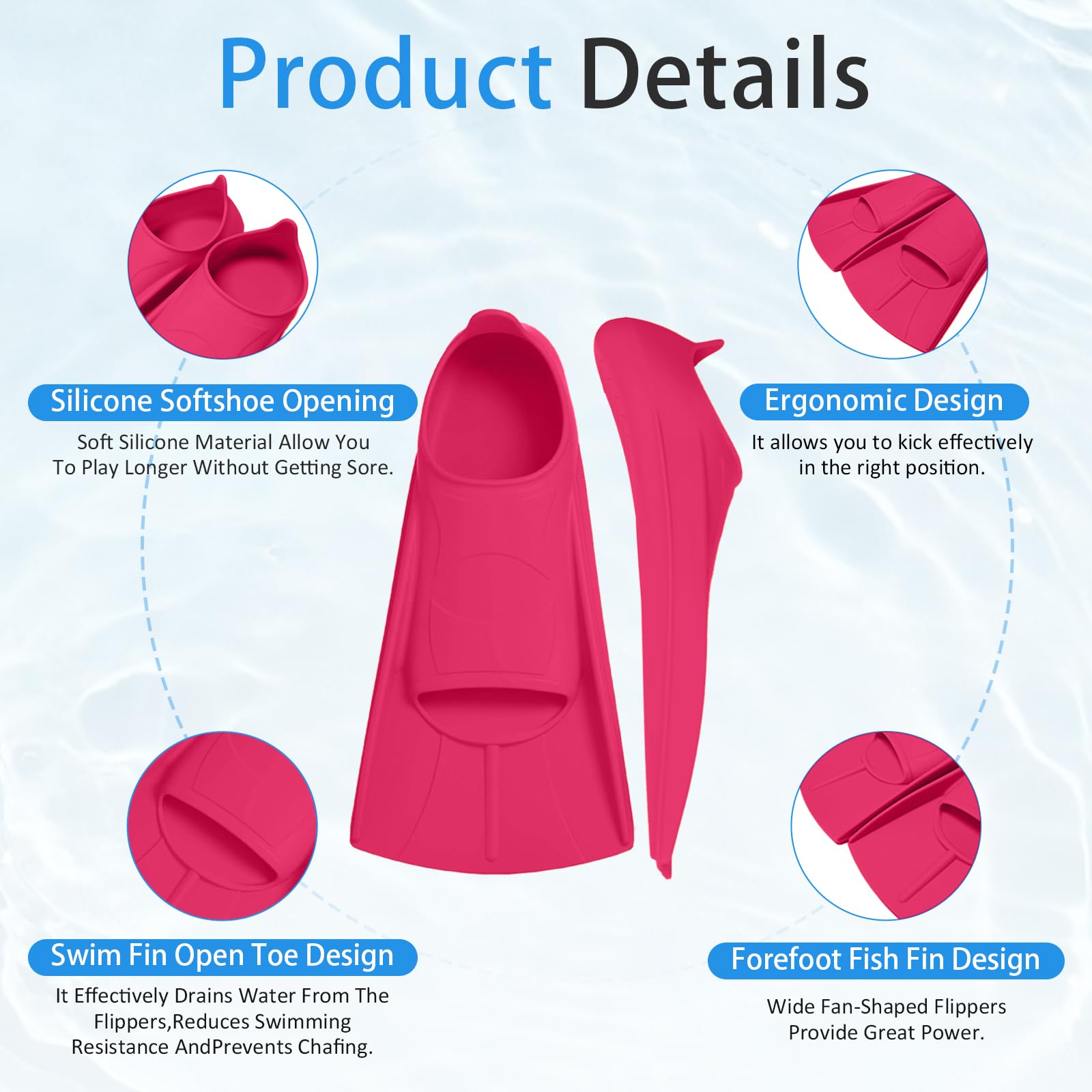 Pinne da nuoto per bambini, pinne corte per bambini, pinne da snorkeling, pinne corte per immersioni subacquee, per principianti