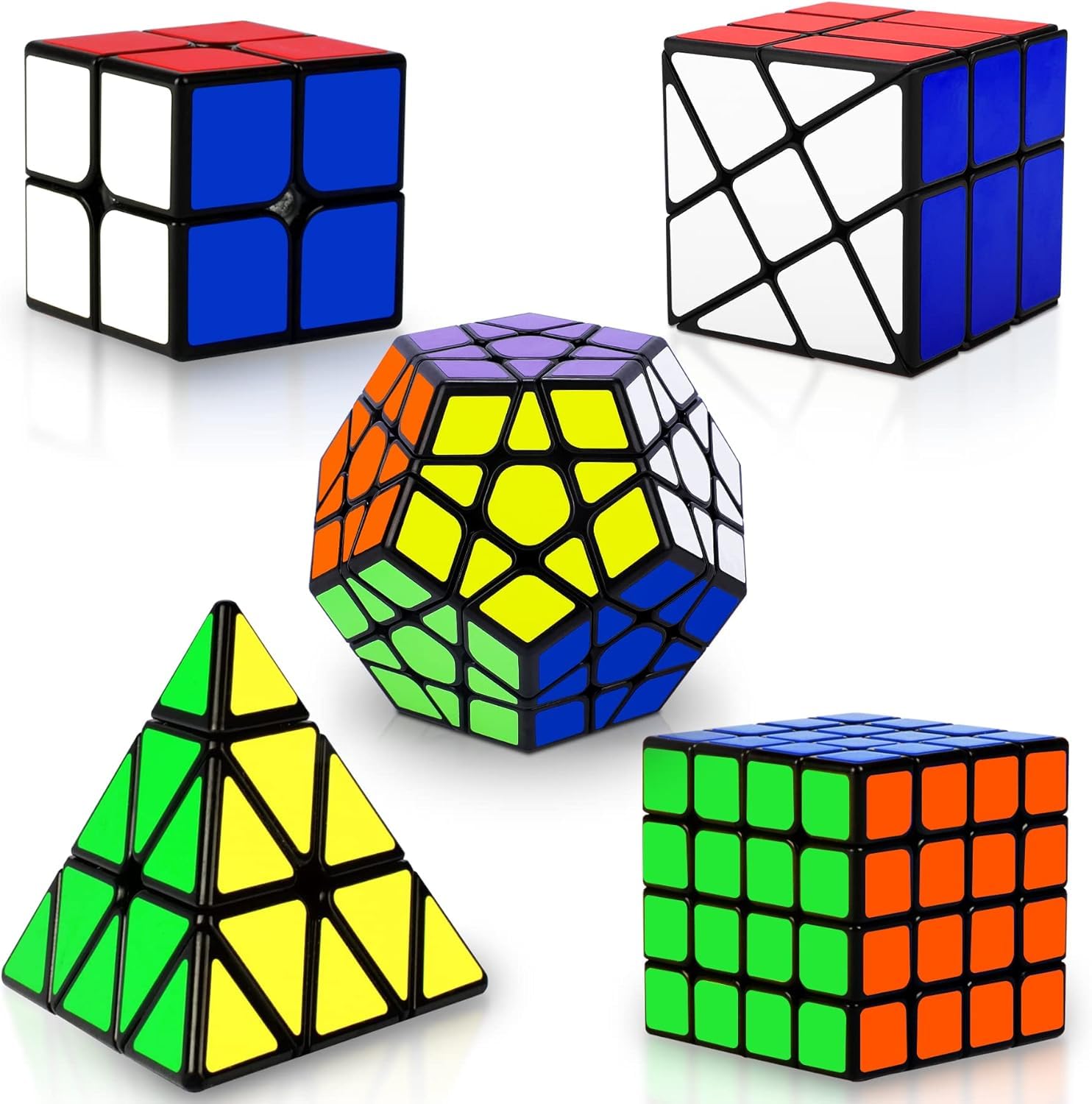 Photo 1 of Speed Cube Set, Puzzle Cube, Magic Cube 2x2 4x4 Pyraminx Pyramid Megaminx Fenghuolun Puzzle Cube Toy Gift for Children Adults, Pack of 5
