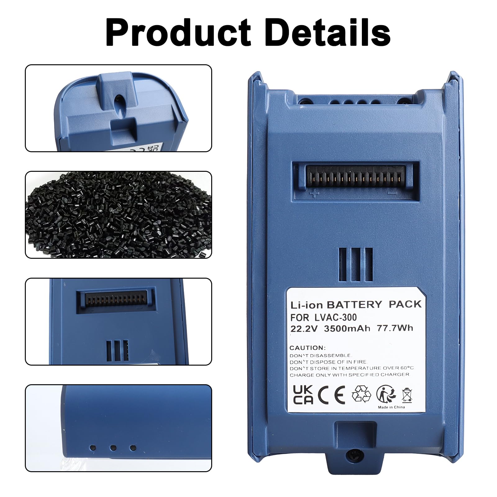Batteria di ricambio MXJFYY per aspirapolvere senza fili Levoit LVAC-300, batteria agli ioni di litio da 3000 mAh 21,6 V per Levoit LVAC 300, autonomia fino a 60 minuti, facile installazione.