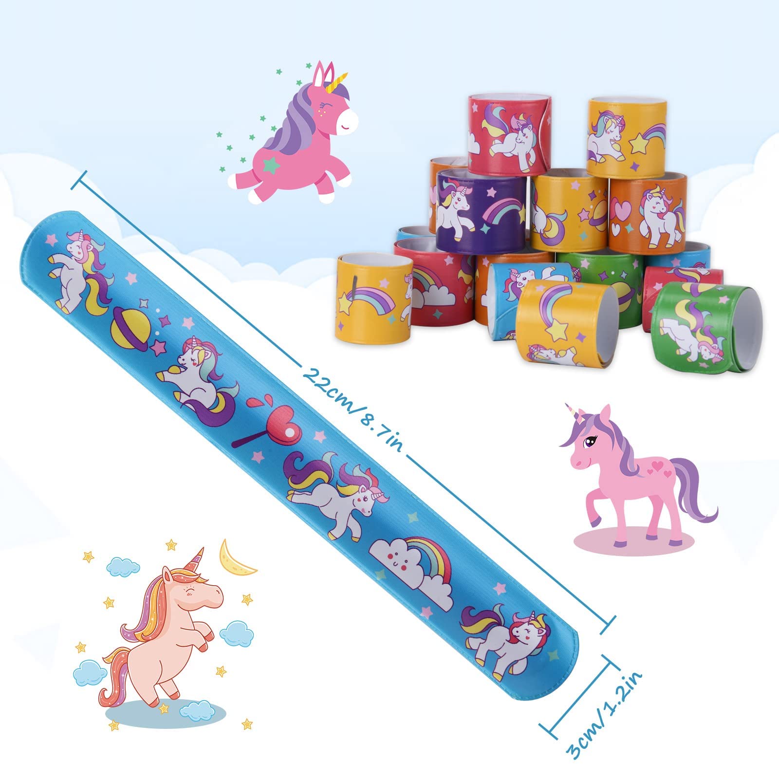 30 PCS Unicorn Slap Bracelets, Animals Unicorn Theme Toys Print Patterns Design Slap Bands for Kids Birthday Party Decorations Favors, Classroom Prizes Gifts