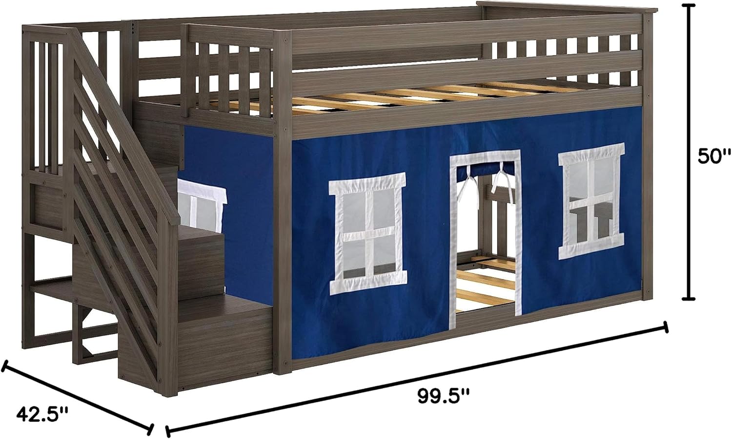 Diagram showing product dimensions: 99.5 inches length, 42.5 inches width, 50 inches height.