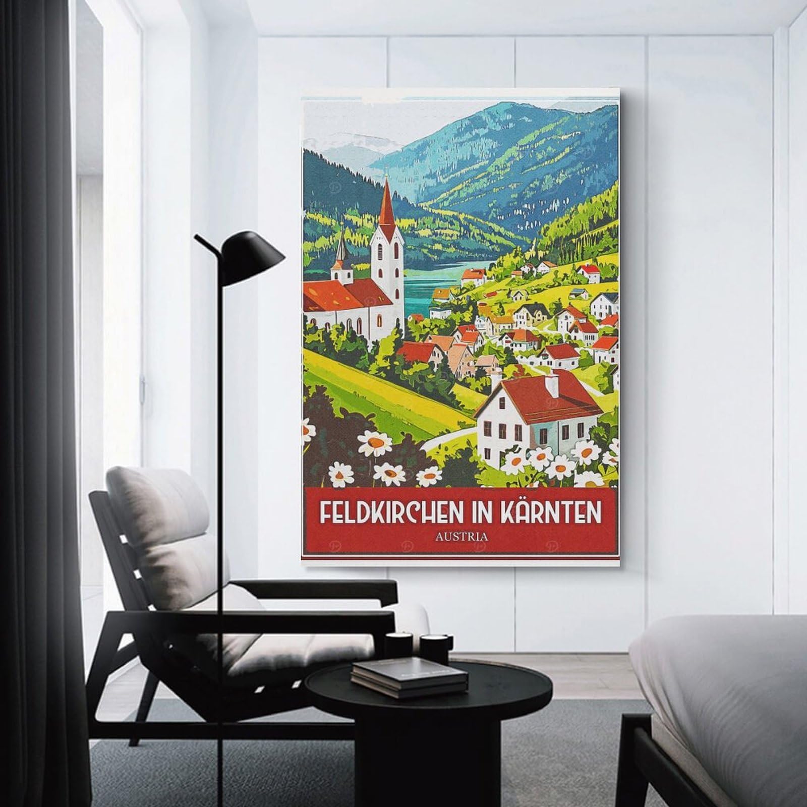 Junmoney Feldkirchen in Kärnten Austria Travel Wall Art Print, 12x18inch(30x45cm), for Study, Office Or Focused Interiors, Home Office Artwork with Decorative Appeal