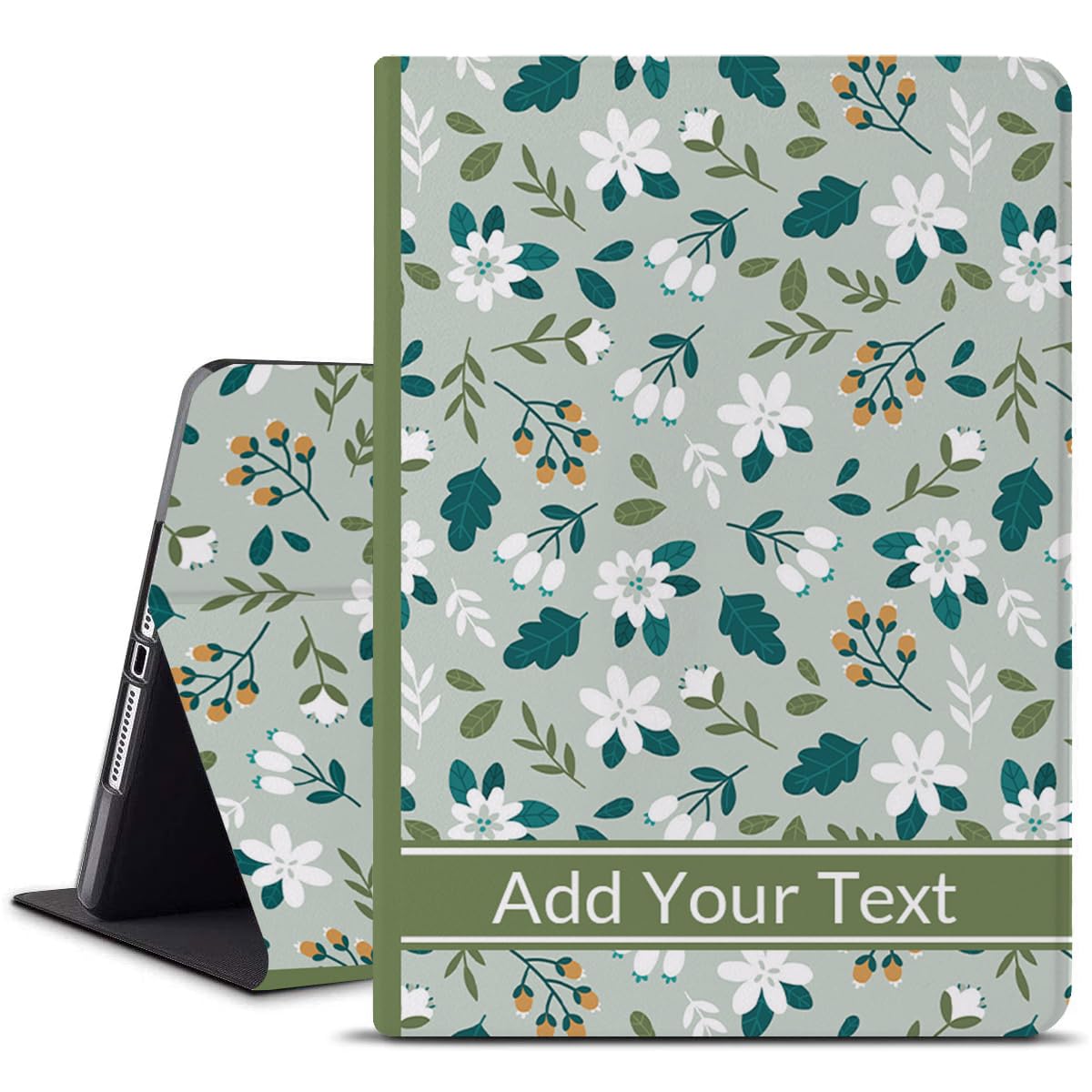 Folio Case for iPad Mini 7th (A17 Pro) /6th Gen 8.3 Inch 2024/2021 Personalized Custom Initials Name Text Monogram Flip Leather Cover Multiple Angle