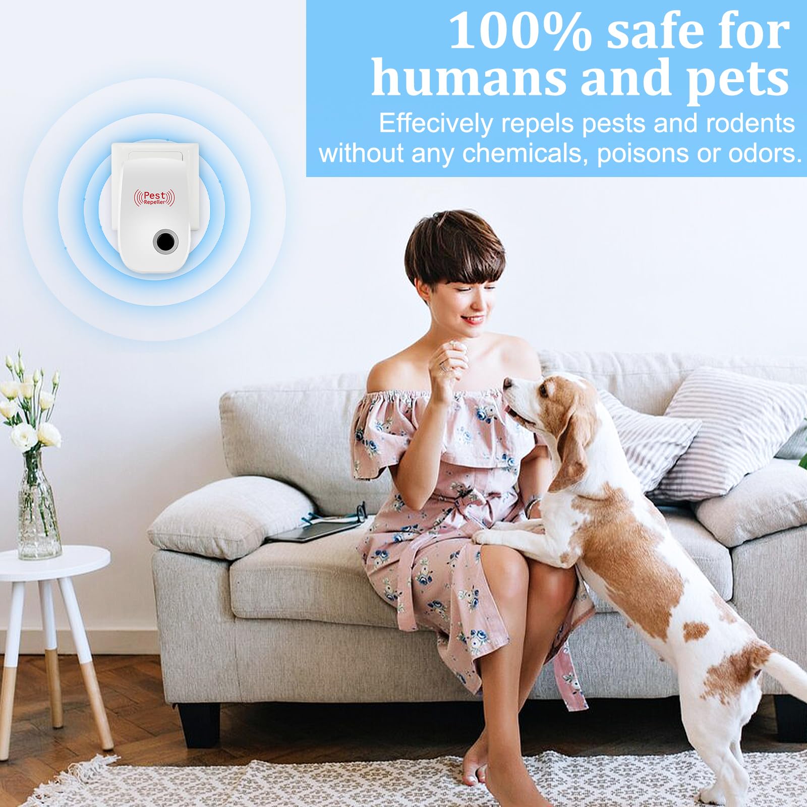 4 Pack Repelente Ultrasónico de Plagas,Electrónico Repelente Mosquitos Control de Plagas,Repelente Ultrasónico Anti Mosquitos para Interiores, para Interiores